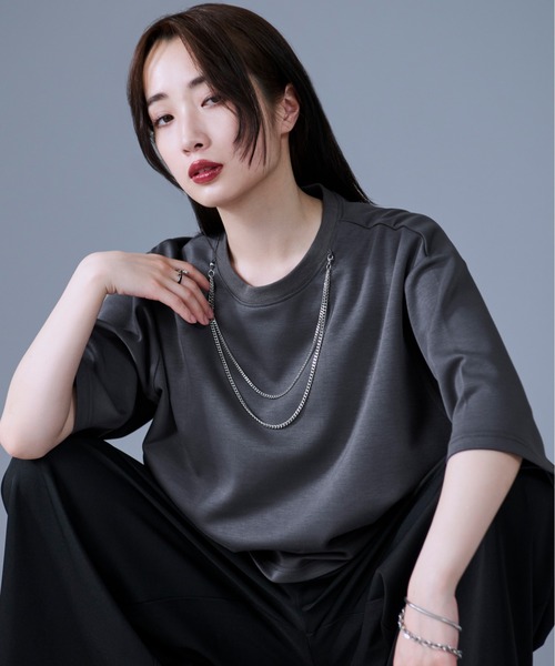 Ellno Loset(エルノロゼット)の「2WAYチェーンネックレスTシャツ(Tシャツ/カットソー・メンズ・ブルーグレー/ブラック/オフホワイト・SMALL/MEDIUM/LARGE)」の6枚目の写真