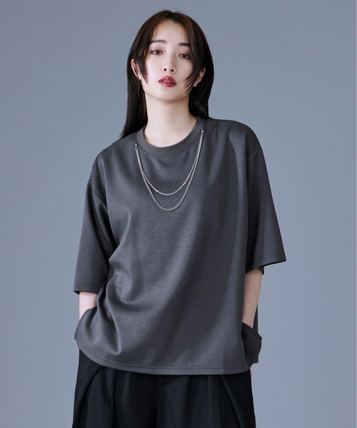 Ellno Loset(エルノロゼット)の「2WAYチェーンネックレスTシャツ(Tシャツ/カットソー・メンズ・ブルーグレー/ブラック/オフホワイト・SMALL/MEDIUM/LARGE)」の7枚目の写真