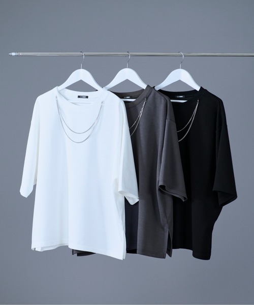 Ellno Loset(エルノロゼット)の「2WAYチェーンネックレスTシャツ(Tシャツ/カットソー・メンズ・ブルーグレー/ブラック/オフホワイト・SMALL/MEDIUM/LARGE)」の20枚目の写真