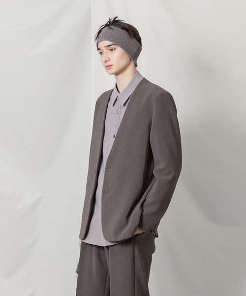 ATTACHMENT（アタッチメント）の「PE ストレッチダブルクロス カラーレス JKT / PE STRETCH DOUBLE CLOTH COLLARLESS JKT（ノーカラージャケット・メンズ・ダークグレー/カーキ系/グレー/ブラック・1/3/2）」の20枚目の写真