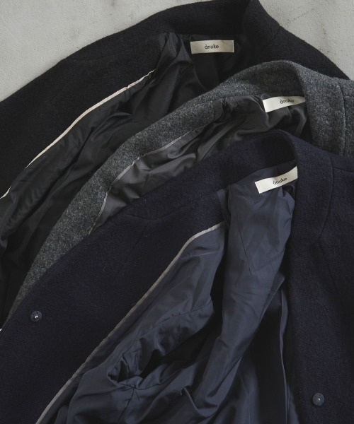 anuke（アンヌーク）の「anuke Collarless Cocoon Coat カラーレス