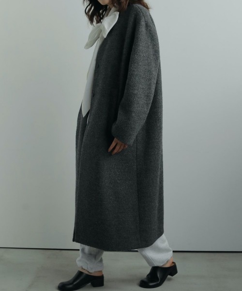 セール】anuke Collarless Cocoon Coat カラーレスコクーンコート