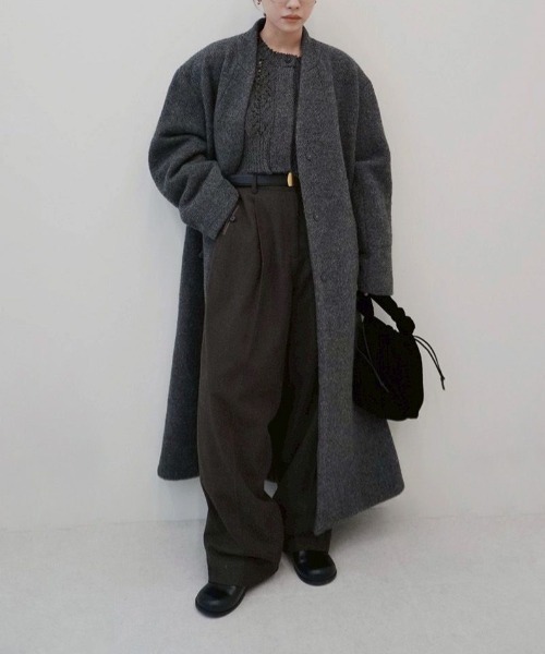 ジャケット・アウター collarless cocoon jacket anuke（アンヌーク）の「anuke Collarless Cocoon Coat カラーレス