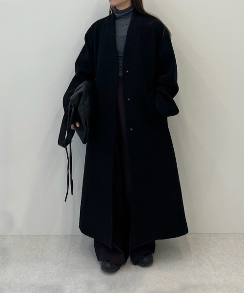 anuke（アンヌーク）の「anuke Collarless Cocoon Coat カラーレス