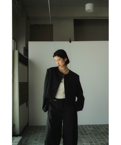 knuth Marf collarless jacket ブラック collarless jacket/black | KNUTH MARF