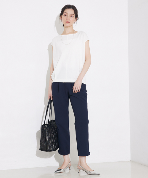 qualite(カリテ)の「シアサッカーテーパードパンツ(その他パンツ・レディース・ベージュ/ネイビー・36/38)」の14枚目の写真