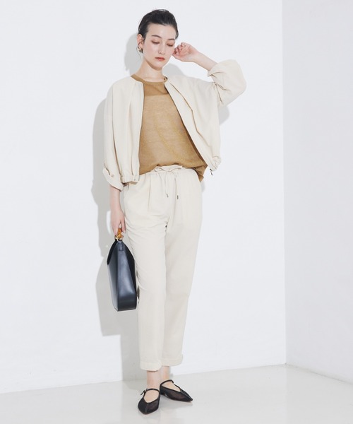 qualite(カリテ)の「シアサッカーテーパードパンツ(その他パンツ・レディース・ベージュ/ネイビー・36/38)」の3枚目の写真