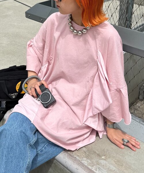 【美品】etsinta リメイクフリルスウェット セール】【etsinta】リメイクフリルオーバースウェット（Tシャツ