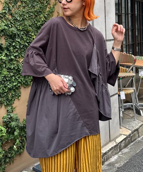 etsinta（エシンタ）の「etsintaリメイクフリルオーバーTEE（T