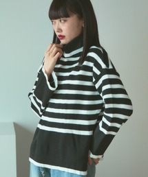 BLANK　（ブランク）の「▲Border knit / ボーダータートルネックニット（ニット/セーター）」