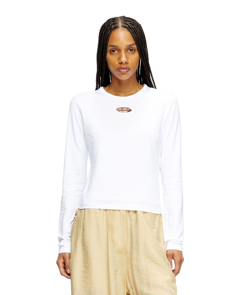 DIESEL（ディーゼル）の「ウィメンズ 長袖Tシャツ T-UNCUTIE-LONG-LS-OD（Tシャツ/カットソー・レディース・ホワイト/ブラック・X-SMALL/X-LARGE/LARGE/SMALL/MEDIUM）」の5枚目の写真