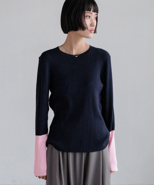 LOWRYS FARM(ローリーズファーム)の「12GハイショクスリーブLS 451465(ニット/セーター・レディース・レッド/ブラウン/ブラック/アイボリー/ネイビー/グレー・FREE)」の5枚目の写真