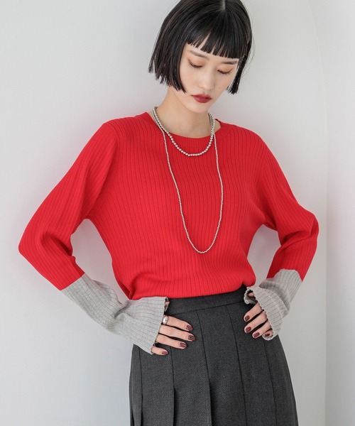 LOWRYS FARM(ローリーズファーム)の「12GハイショクスリーブLS 451465(ニット/セーター・レディース・レッド/ブラウン/ブラック/アイボリー/ネイビー/グレー・FREE)」の6枚目の写真