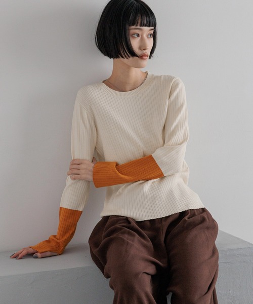 LOWRYS FARM(ローリーズファーム)の「12GハイショクスリーブLS 451465(ニット/セーター・レディース・レッド/ブラウン/ブラック/アイボリー/ネイビー/グレー・FREE)」の2枚目の写真