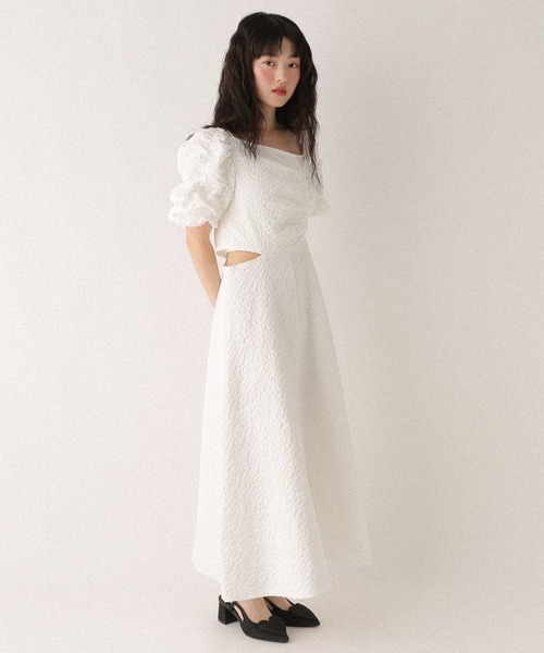 Heather（ヘザー）の「アシメカットアウトワンピース（半袖） 575258（ワンピース・レディース・オフホワイト/ブラック系その他・S/M）」の14枚目の写真