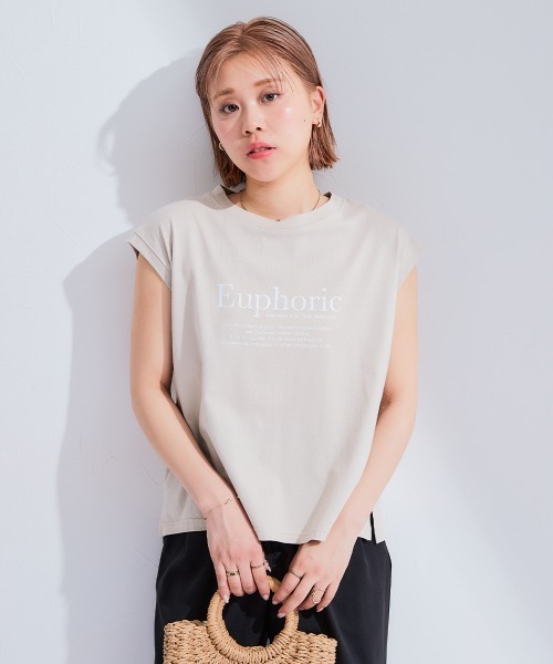 Petitjo（プッチージョ）の「小さいサイズ　【接触冷感・UVカット】フロントロゴフレンチスリーブTシャツ　低身長さん・小柄女性（Tシャツ/カットソー・レディース・ベージュ/ホワイト・PS/PM/PL/PSS）」の16枚目の写真