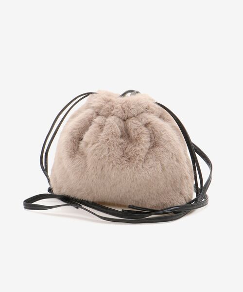 le.coeur blanc(ルクールブラン)の「《WEB限定アイテム》エコファー巾着BAG(ショルダーバッグ・レディース・ベージュ/ベージュ系その他2/グレー・FREE)」の6枚目の写真