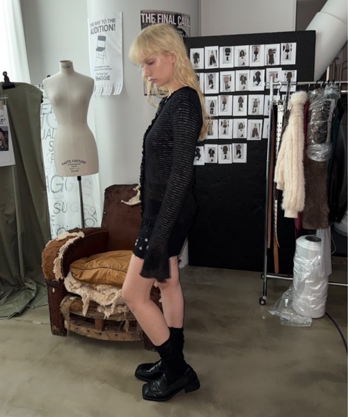 SHAGGIE（シャギー）の「【ViVi掲載】裾スリット透かしフリルカーディガン（カーディガン/ボレロ・レディース・グレー/ブラック/ホワイト/ベージュ・FREE）」の10枚目の写真