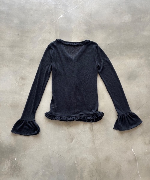 SHAGGIE（シャギー）の「【ViVi掲載】裾スリット透かしフリルカーディガン（カーディガン/ボレロ・レディース・グレー/ブラック/ホワイト/ベージュ・FREE）」の16枚目の写真