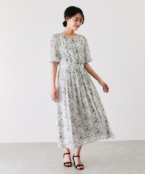 Jayro(ジャイロ)の「楊柳花柄プリントワンピース(ワンピース・レディース・ブラック系その他/ホワイト系その他2・M)」の7枚目の写真