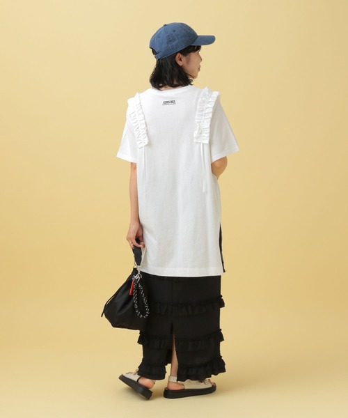 LEPSIM(レプシィム)の「【産前・産後対応】マタニティ/フリルティアードスカート2 498026(マタニティウェア/グッズ・レディース・ブラック/アイボリー/ブルー・FREE)」の4枚目の写真