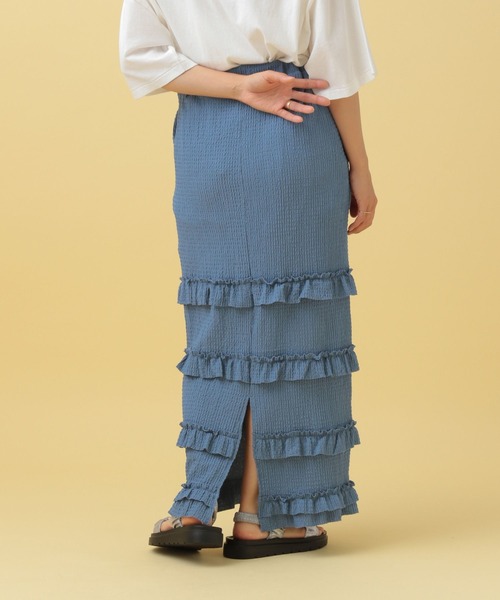 LEPSIM(レプシィム)の「【産前・産後対応】マタニティ/フリルティアードスカート2 498026(マタニティウェア/グッズ・レディース・ブラック/アイボリー/ブルー・FREE)」の8枚目の写真