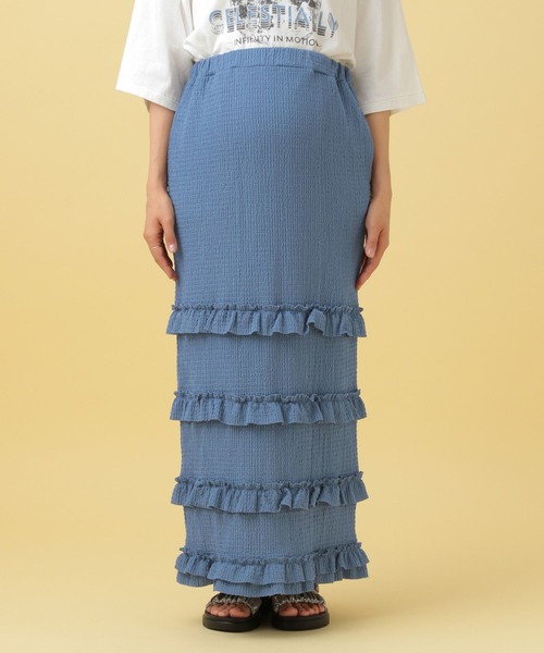 LEPSIM(レプシィム)の「【産前・産後対応】マタニティ/フリルティアードスカート2 498026(マタニティウェア/グッズ・レディース・ブラック/アイボリー/ブルー・FREE)」の13枚目の写真