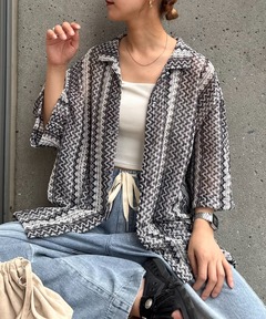 【ラザル】【Lazar】バックプリント アート イラスト オーバーサイズ シャツ/シャツジャケット ラザル Lazar 【Lazar】バックプリント アート イラスト