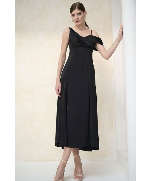 Estella.K(エステラケー)の「Gloria Dress ドレープナローラインドレス(ワンピース・レディース・オレンジ/ライトベージュ/ブラック・FREE)」の2枚目の写真