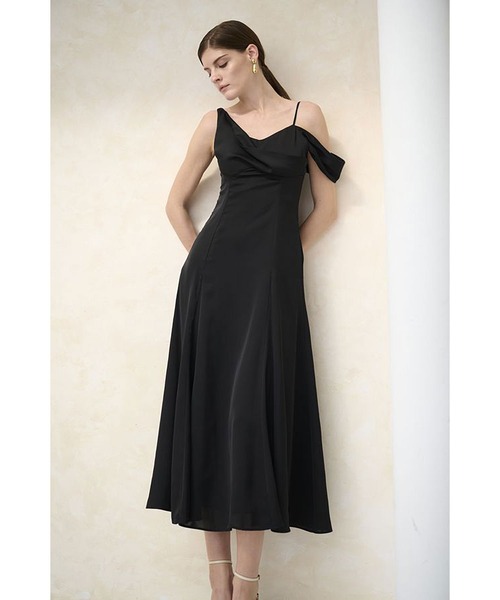 Estella.K(エステラケー)の「Gloria Dress ドレープナローラインドレス(ワンピース・レディース・オレンジ/ライトベージュ/ブラック・FREE)」の7枚目の写真