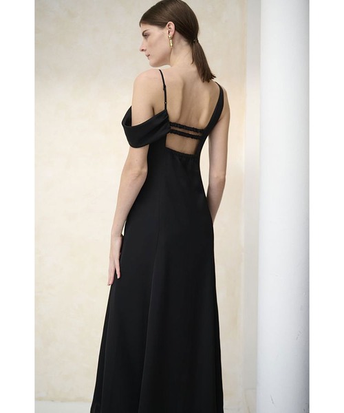 Estella.K(エステラケー)の「Gloria Dress ドレープナローラインドレス(ワンピース・レディース・オレンジ/ライトベージュ/ブラック・FREE)」の6枚目の写真