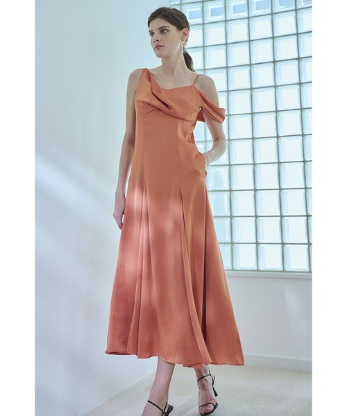 Estella.K(エステラケー)の「Gloria Dress ドレープナローラインドレス(ワンピース・レディース・オレンジ/ライトベージュ/ブラック・FREE)」の15枚目の写真