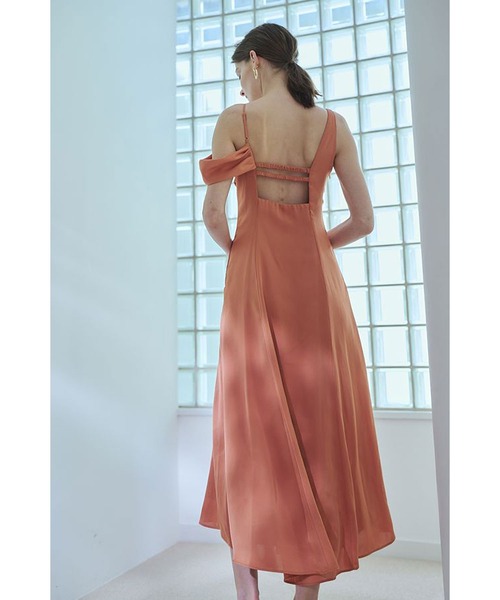 Estella.K(エステラケー)の「Gloria Dress ドレープナローラインドレス(ワンピース・レディース・オレンジ/ライトベージュ/ブラック・FREE)」の16枚目の写真