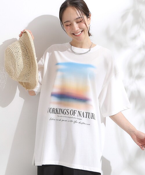 Cutie Blonde（キューティーブロンド）の「【ひんやり/汗ジミ軽減/UVカット】プリントアソート BIG Tシャツ（Tシャツ/カットソー・レディース・チャコール/ホワイト系3/ブラック系3/ダークブラウン系1・00）」の2枚目の写真