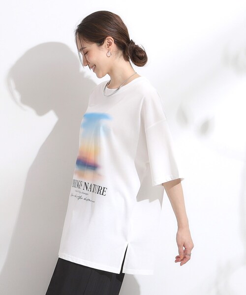 Cutie Blonde（キューティーブロンド）の「【ひんやり/汗ジミ軽減/UVカット】プリントアソート BIG Tシャツ（Tシャツ/カットソー・レディース・チャコール/ホワイト系3/ブラック系3/ダークブラウン系1・00）」の14枚目の写真