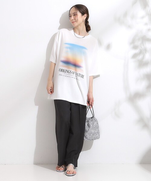 Cutie Blonde（キューティーブロンド）の「【ひんやり/汗ジミ軽減/UVカット】プリントアソート BIG Tシャツ（Tシャツ/カットソー・レディース・チャコール/ホワイト系3/ブラック系3/ダークブラウン系1・00）」の15枚目の写真