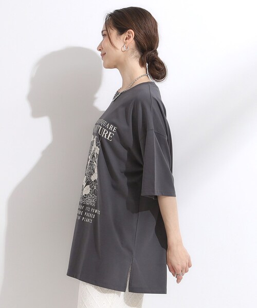 Cutie Blonde（キューティーブロンド）の「【ひんやり/汗ジミ軽減/UVカット】プリントアソート BIG Tシャツ（Tシャツ/カットソー・レディース・チャコール/ホワイト系3/ブラック系3/ダークブラウン系1・00）」の18枚目の写真