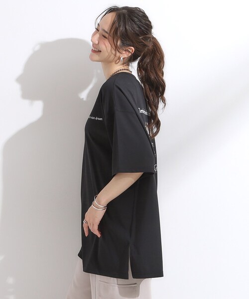 Cutie Blonde（キューティーブロンド）の「【ひんやり/汗ジミ軽減/UVカット】プリントアソート BIG Tシャツ（Tシャツ/カットソー・レディース・チャコール/ホワイト系3/ブラック系3/ダークブラウン系1・00）」の22枚目の写真