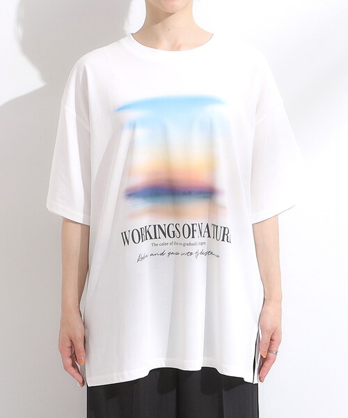 Cutie Blonde（キューティーブロンド）の「【ひんやり/汗ジミ軽減/UVカット】プリントアソート BIG Tシャツ（Tシャツ/カットソー・レディース・チャコール/ホワイト系3/ブラック系3/ダークブラウン系1・00）」の5枚目の写真