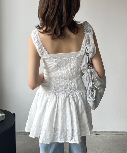Jewelobe(ジュエローブ)の「コットンレースコルセットディテールチュニック(チュニック・レディース・ホワイト/ブラック/ピンク・FREE)」の5枚目の写真