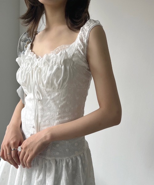 Jewelobe(ジュエローブ)の「コットンレースコルセットディテールチュニック(チュニック・レディース・ホワイト/ブラック/ピンク・FREE)」の6枚目の写真
