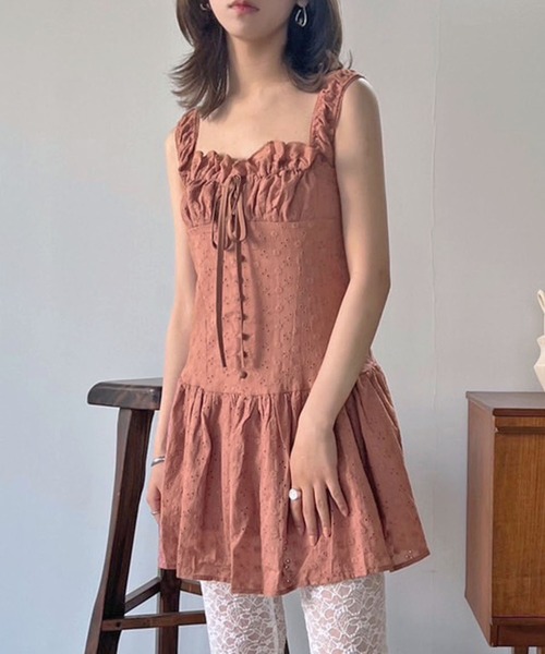 Jewelobe(ジュエローブ)の「コットンレースコルセットディテールチュニック(チュニック・レディース・ホワイト/ブラック/ピンク・FREE)」の10枚目の写真