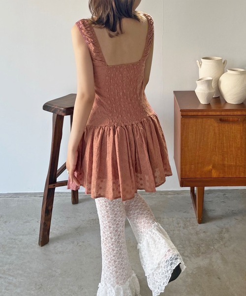 セール】コットンレースコルセットディテールチュニック