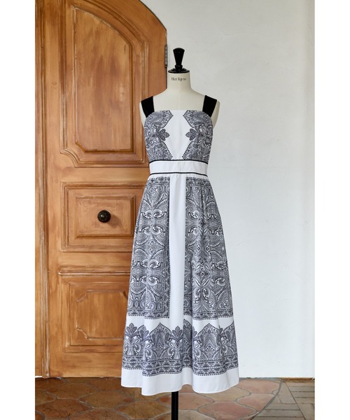 ワンピース Herlipto Marbella Panel Printed Dress S Marbella Panel Printed Dress(ワンピース)|Her lip to(ハー