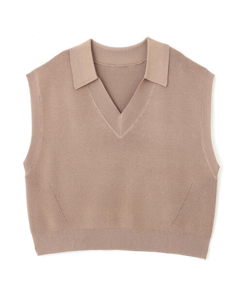 N.(N. Natural Beauty Basic)(エヌエヌナチュラルビューティーベーシック)の「スキッパーポロニットベスト(ポロシャツ・レディース・ブルー/ベージュ/ネイビー・MEDIUM)」の4枚目の写真