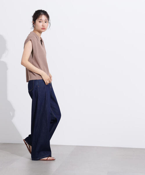 N.(N. Natural Beauty Basic)(エヌエヌナチュラルビューティーベーシック)の「スキッパーポロニットベスト(ポロシャツ・レディース・ブルー/ベージュ/ネイビー・MEDIUM)」の10枚目の写真