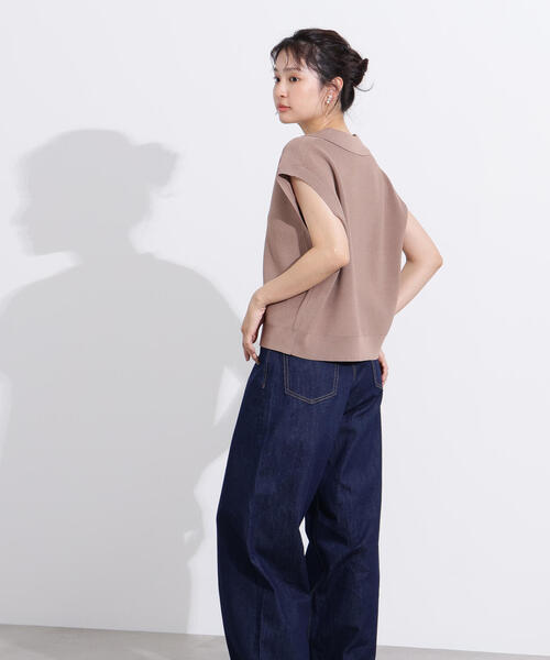 N.(N. Natural Beauty Basic)(エヌエヌナチュラルビューティーベーシック)の「スキッパーポロニットベスト(ポロシャツ・レディース・ブルー/ベージュ/ネイビー・MEDIUM)」の11枚目の写真