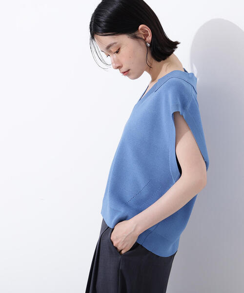 N.(N. Natural Beauty Basic)(エヌエヌナチュラルビューティーベーシック)の「スキッパーポロニットベスト(ポロシャツ・レディース・ブルー/ベージュ/ネイビー・MEDIUM)」の16枚目の写真