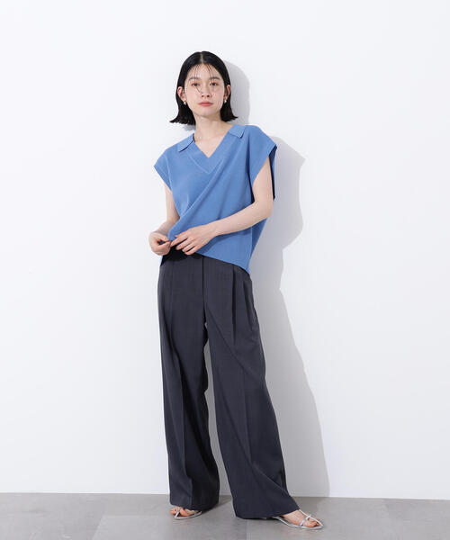 N.(N. Natural Beauty Basic)(エヌエヌナチュラルビューティーベーシック)の「スキッパーポロニットベスト(ポロシャツ・レディース・ブルー/ベージュ/ネイビー・MEDIUM)」の17枚目の写真