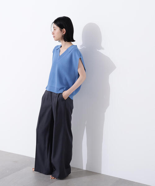 N.(N. Natural Beauty Basic)(エヌエヌナチュラルビューティーベーシック)の「スキッパーポロニットベスト(ポロシャツ・レディース・ブルー/ベージュ/ネイビー・MEDIUM)」の18枚目の写真
